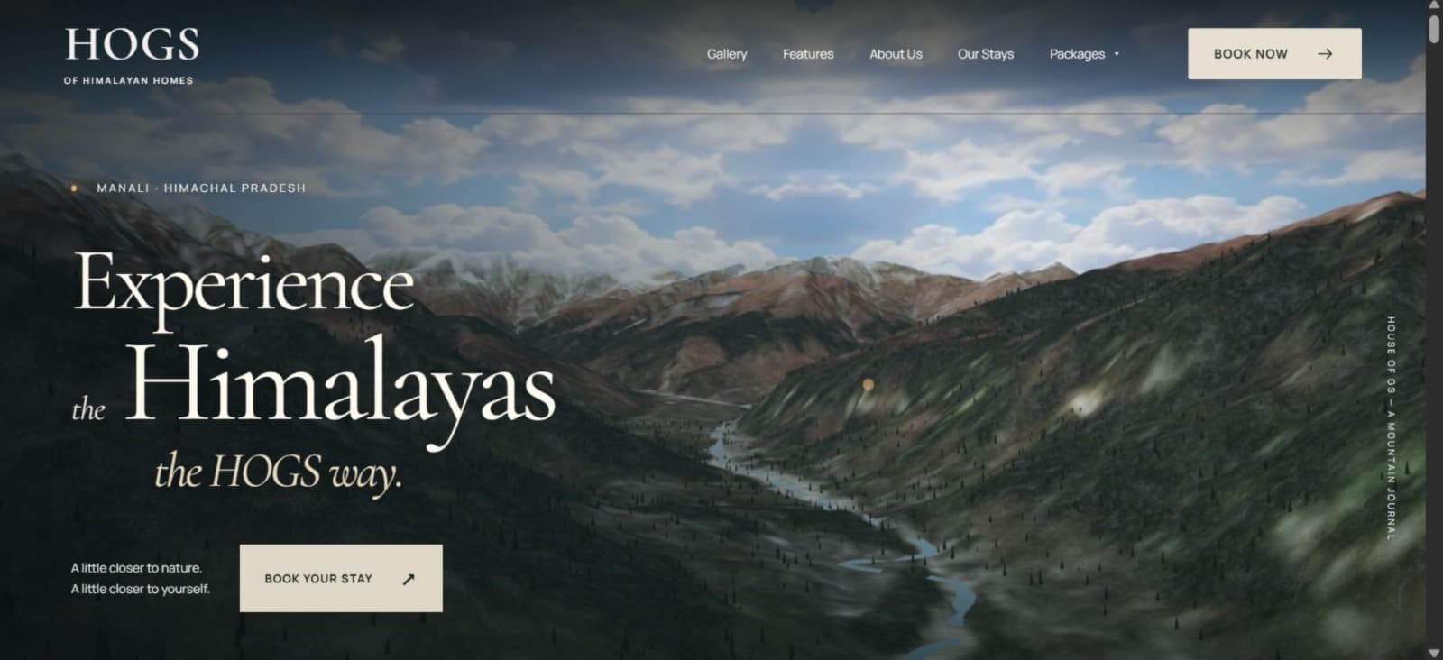 HOGS Stays website design – Himalayan hotel and cafe in Manali