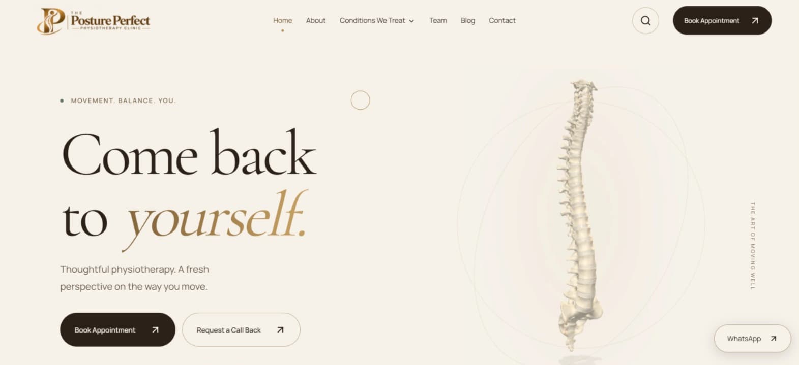 The Posture Perfect website homepage