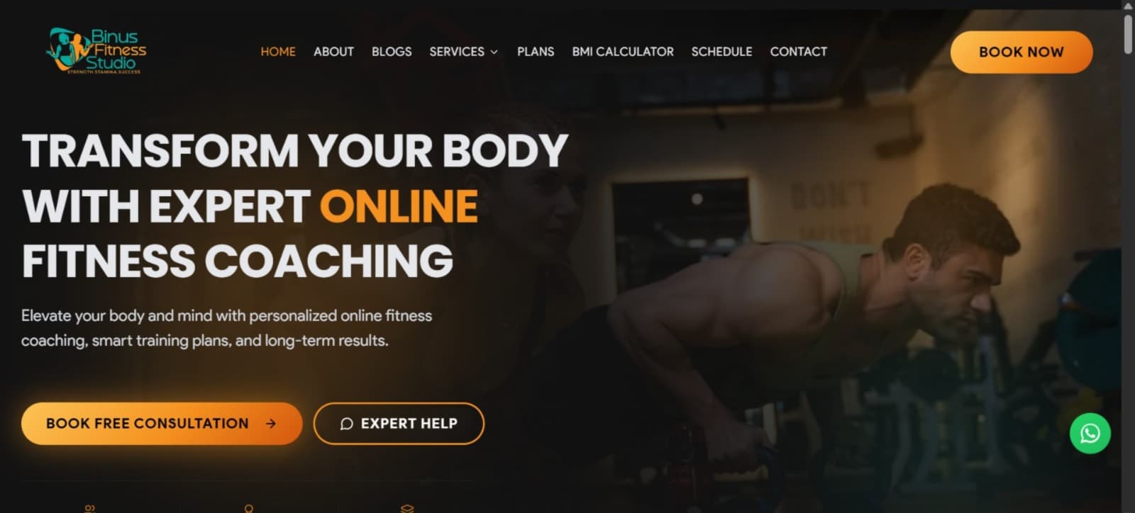 Binus Fitness Studio — Fitness & Wellness website preview by Velotix Tech