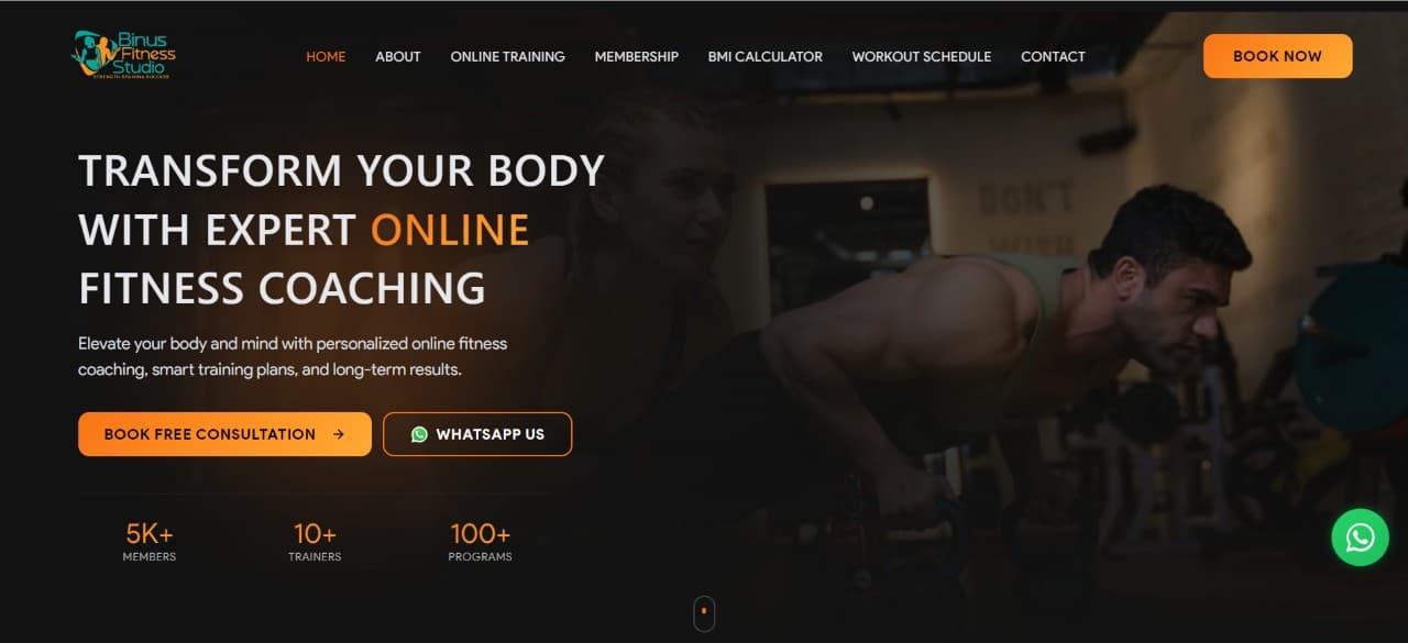 Binus Fitness Studio website preview